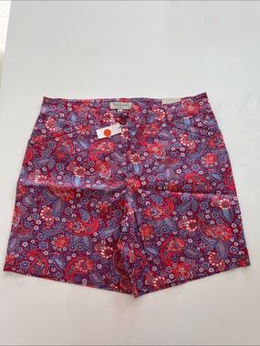Talbots Red and Purple Paisley Cotton Shorts